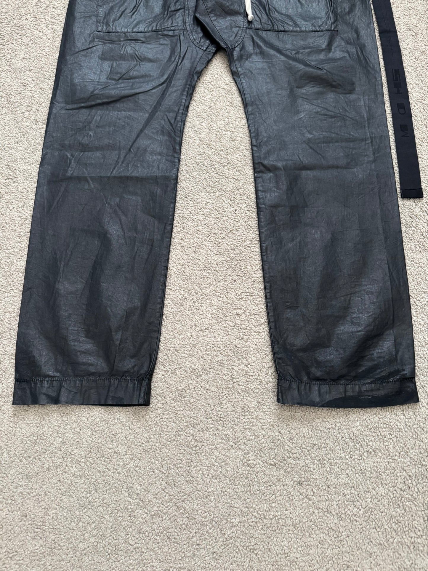 SS21 Rick Owens DRKSHDW Black Waxed Creatch Cargo Pants
