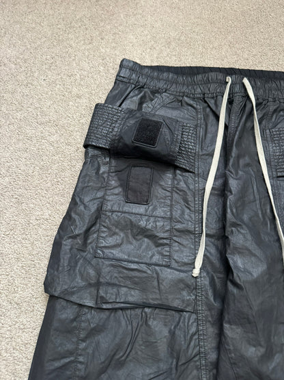 SS21 Rick Owens DRKSHDW Black Waxed Creatch Cargo Pants