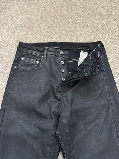 SS21 Rick Owens DRKSHDW Black Waxed Detroit Cut Denim Jeans