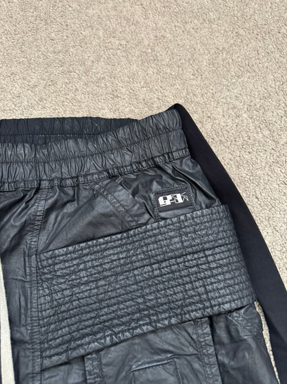 SS21 Rick Owens DRKSHDW Black Waxed Creatch Cargo Pants