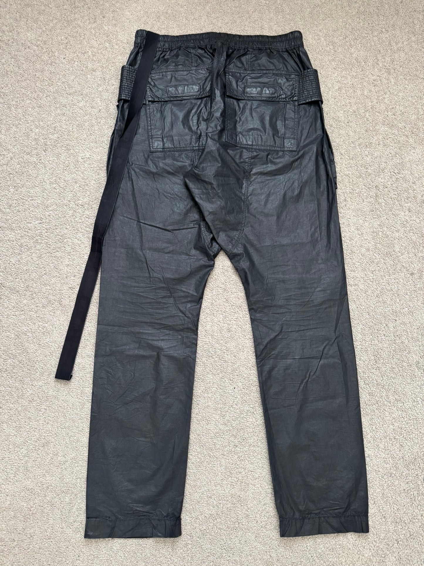 SS21 Rick Owens DRKSHDW Black Waxed Creatch Cargo Pants