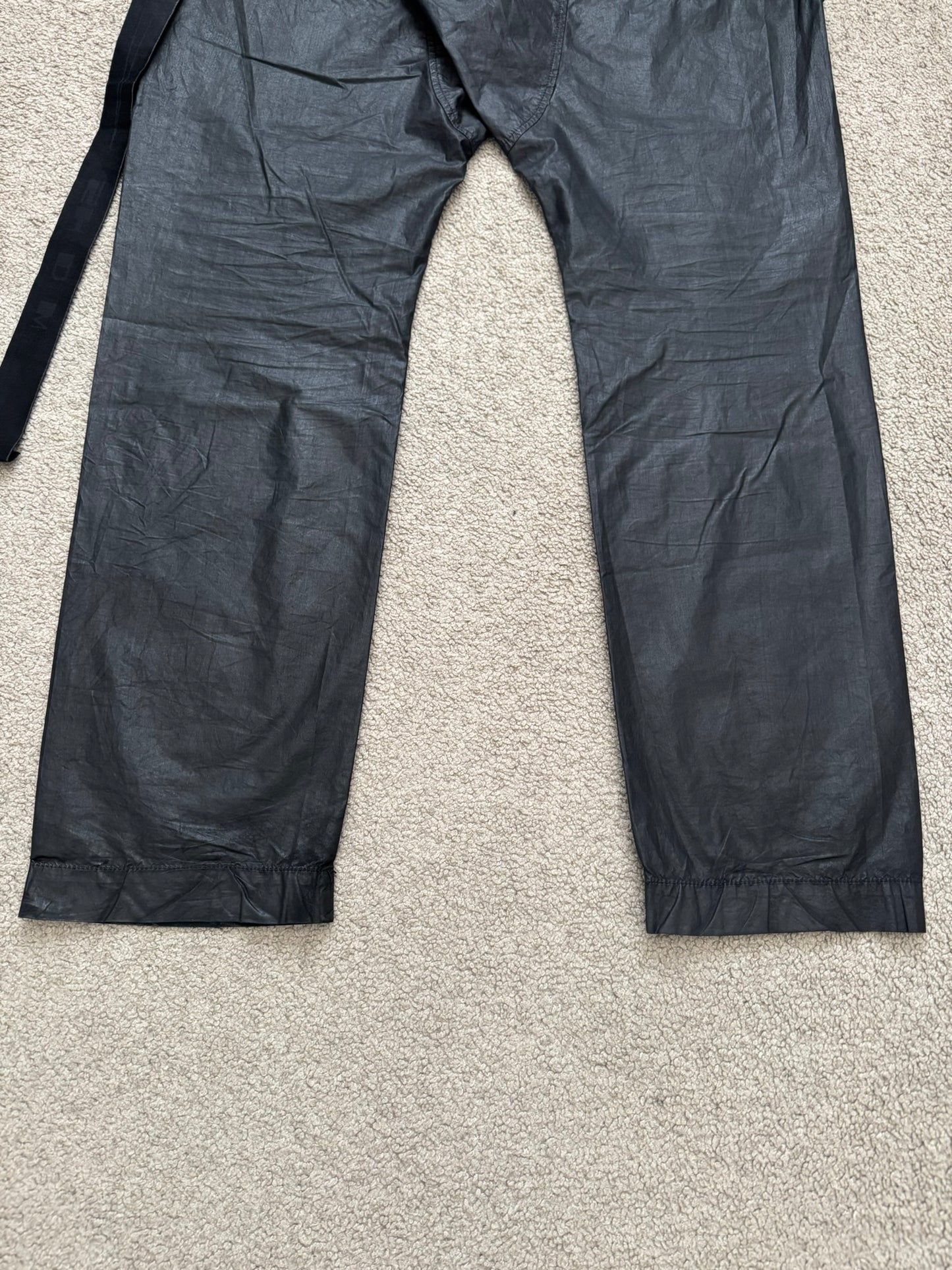 SS21 Rick Owens DRKSHDW Black Waxed Creatch Cargo Pants