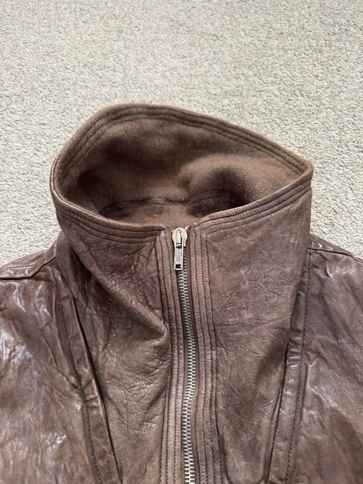 FW08 Rick Owens "Stag" Hammered Lambskin Leather Jacket