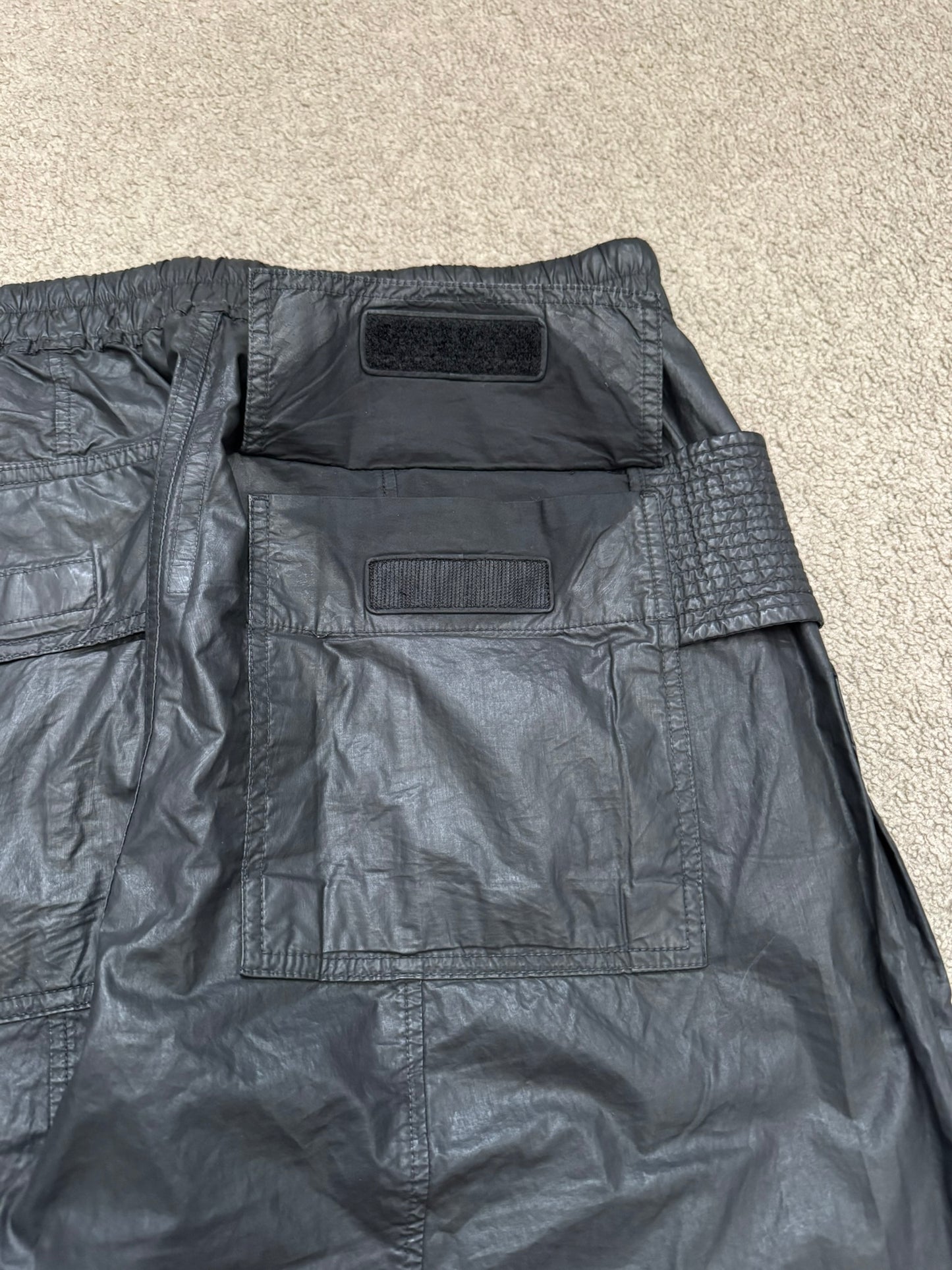 SS21 Rick Owens DRKSHDW Black Waxed Creatch Cargo Pants