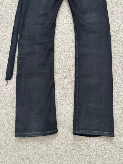 SS21 Rick Owens DRKSHDW Black Waxed Detroit Cut Denim Jeans