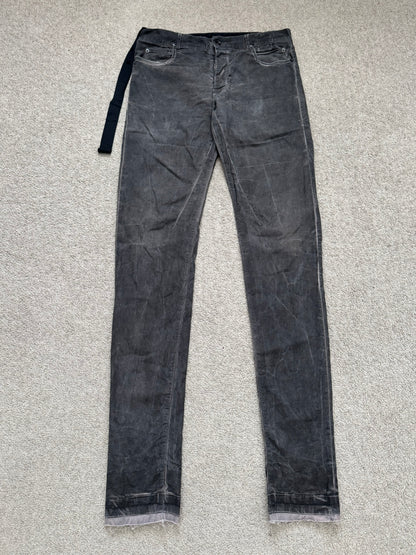 FW11 Rick Owens DRKSHDW "Limo" Overdyed Mud AMC Coated Detroit Cut Jeans