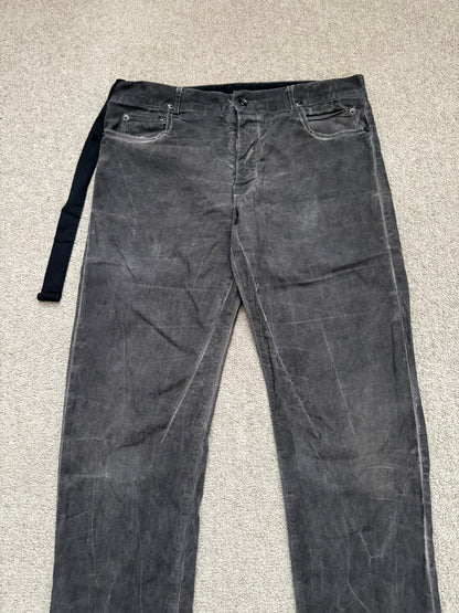 FW11 Rick Owens DRKSHDW "Limo" Overdyed Mud AMC Coated Detroit Cut Jeans