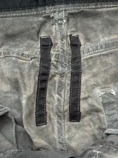 FW11 Rick Owens DRKSHDW "Limo" Overdyed Mud AMC Coated Detroit Cut Jeans