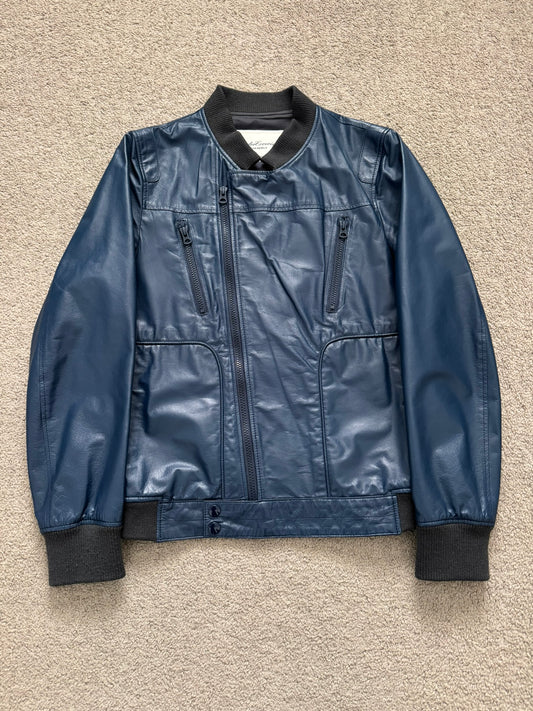 SS11 Undercover "Underman" Blue Biker Zipper Leather Jacket