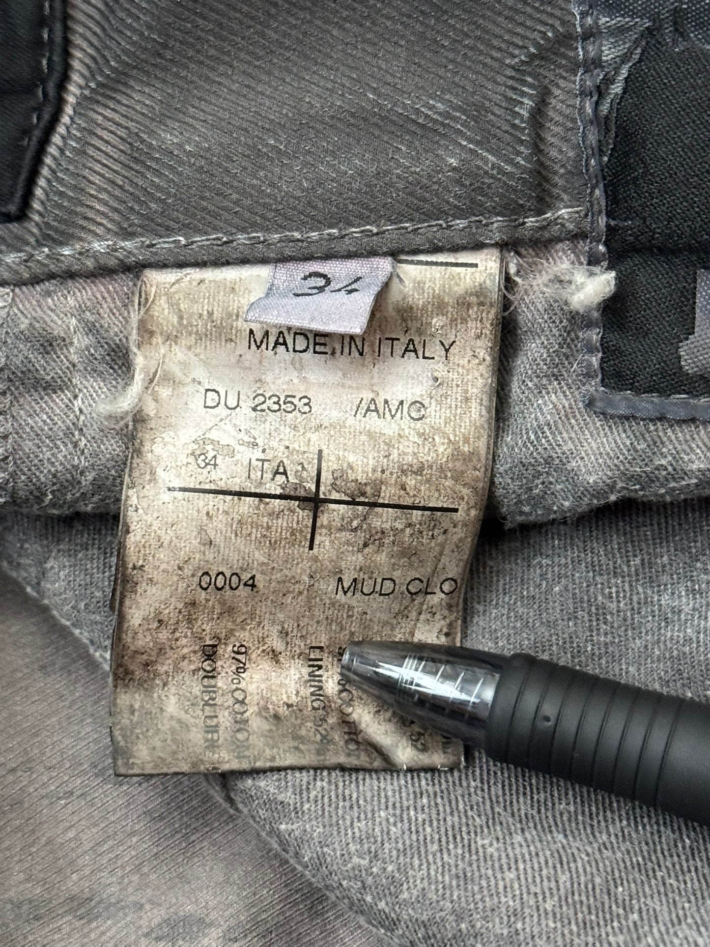 FW11 Rick Owens DRKSHDW "Limo" Overdyed Mud AMC Coated Detroit Cut Jeans