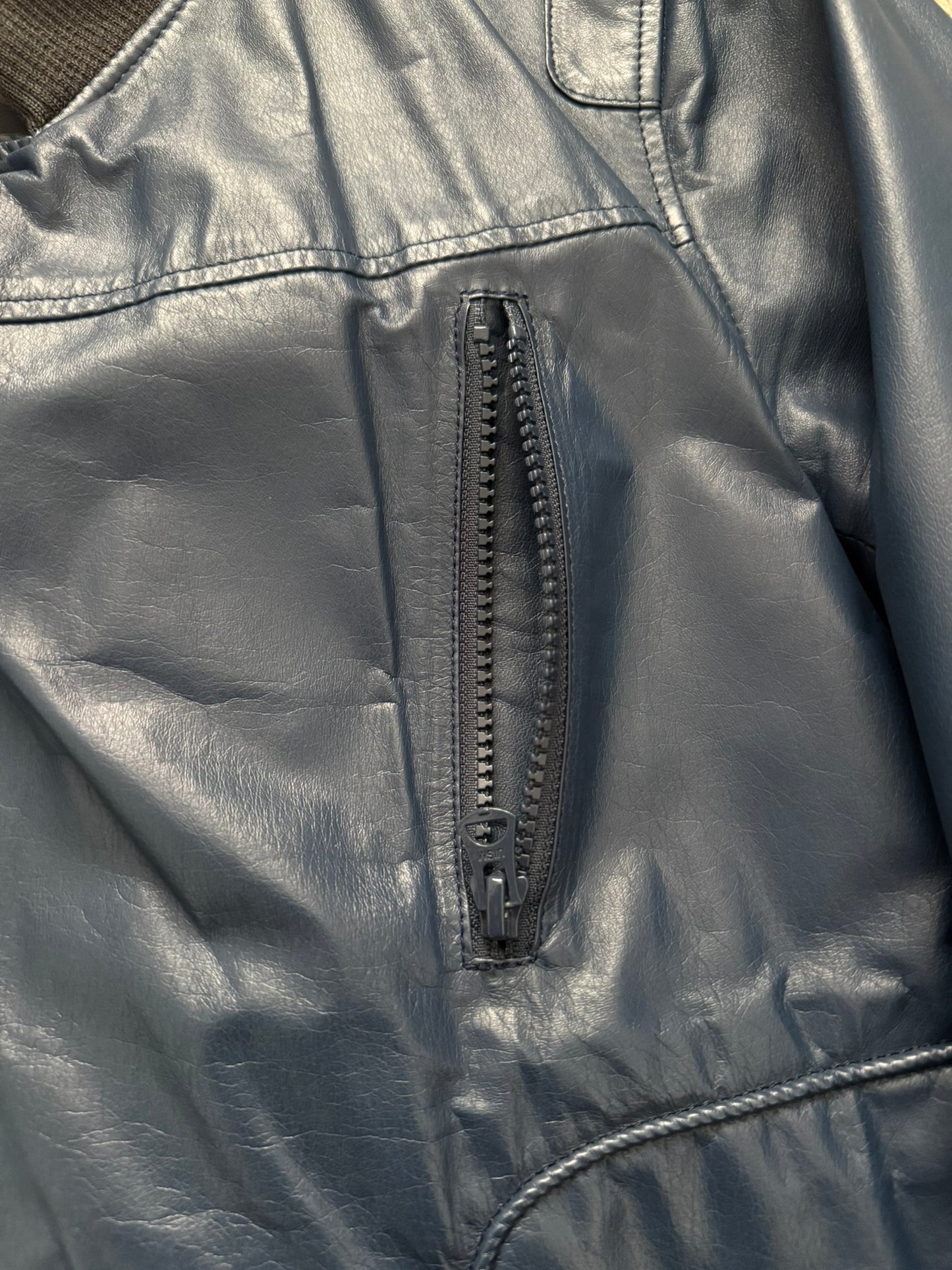 SS11 Undercover "Underman" Blue Biker Zipper Leather Jacket