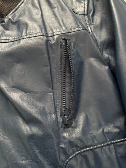 SS11 Undercover "Underman" Blue Biker Zipper Leather Jacket