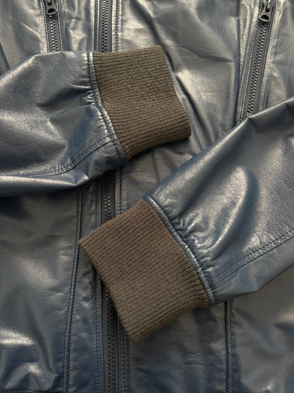 SS11 Undercover "Underman" Blue Biker Zipper Leather Jacket