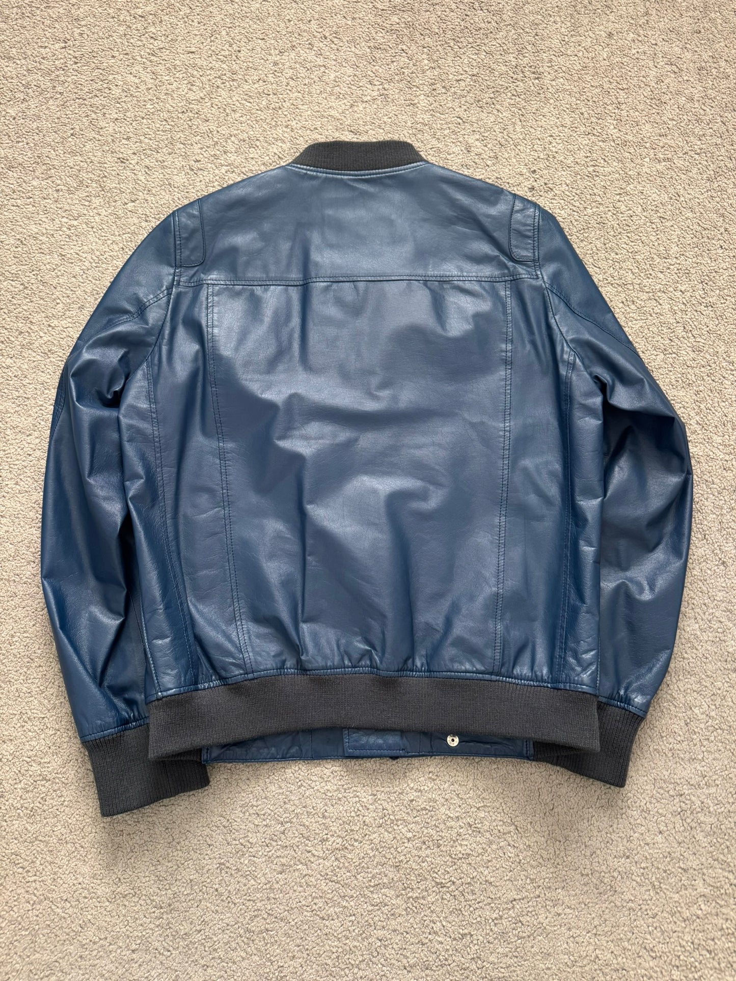 SS11 Undercover "Underman" Blue Biker Zipper Leather Jacket