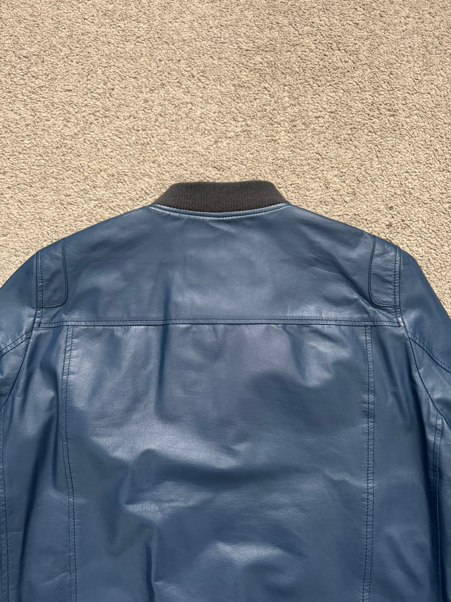 SS11 Undercover "Underman" Blue Biker Zipper Leather Jacket