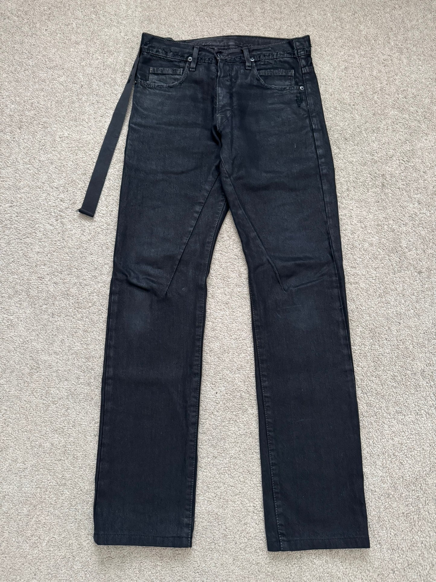 SS11 Rick Owens DRKSHDW "Anthem" Coated Detroit Cut Denim Jeans