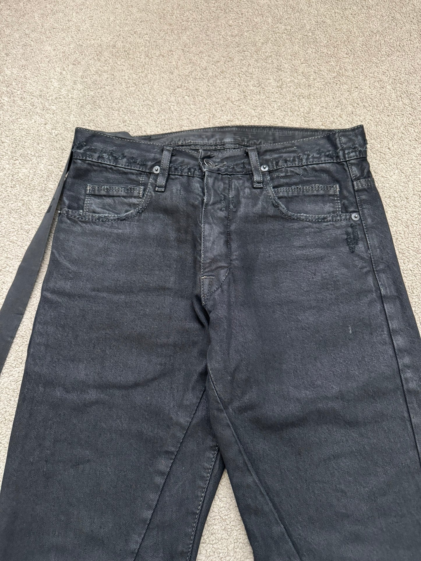 SS11 Rick Owens DRKSHDW "Anthem" Coated Detroit Cut Denim Jeans