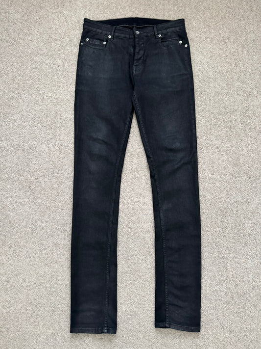 SS20 Rick Owens DRKSHDW Black Waxed Tyrone Cut Denim Jeans