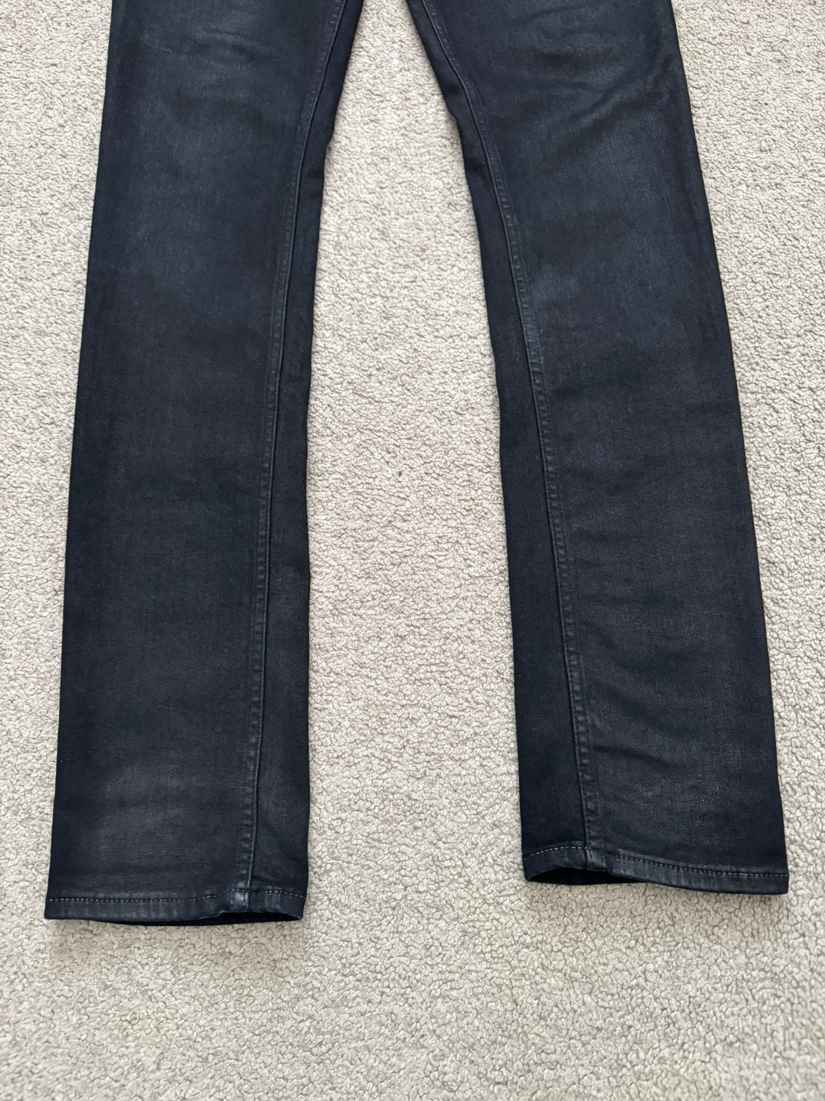 SS20 Rick Owens DRKSHDW Black Waxed Tyrone Cut Denim Jeans