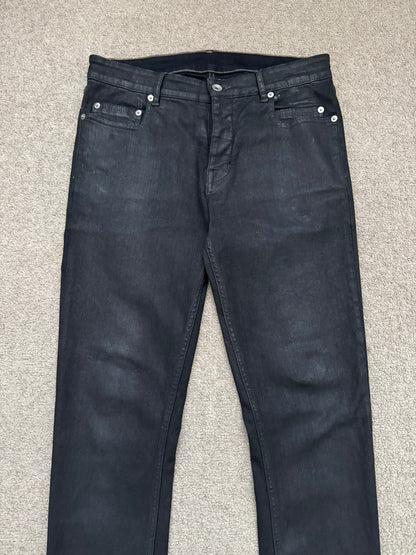 SS20 Rick Owens DRKSHDW Black Waxed Tyrone Cut Denim Jeans