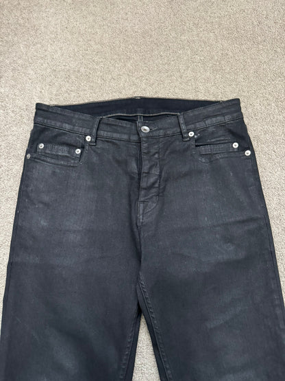 SS20 Rick Owens DRKSHDW Black Waxed Tyrone Cut Denim Jeans