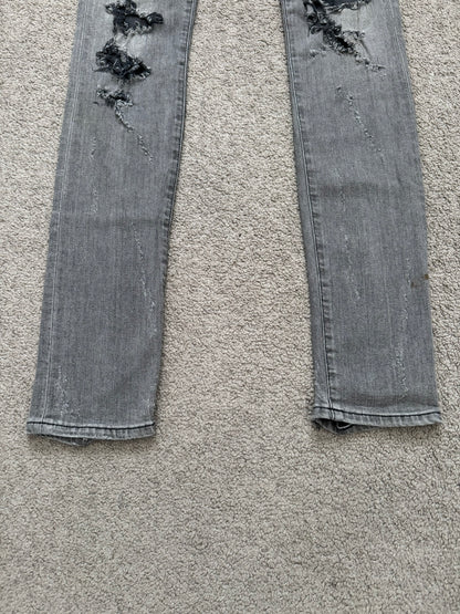 FW13 Saint Laurent by Hedi Slimane Grey Crash Distressed D02 Denim Jeans