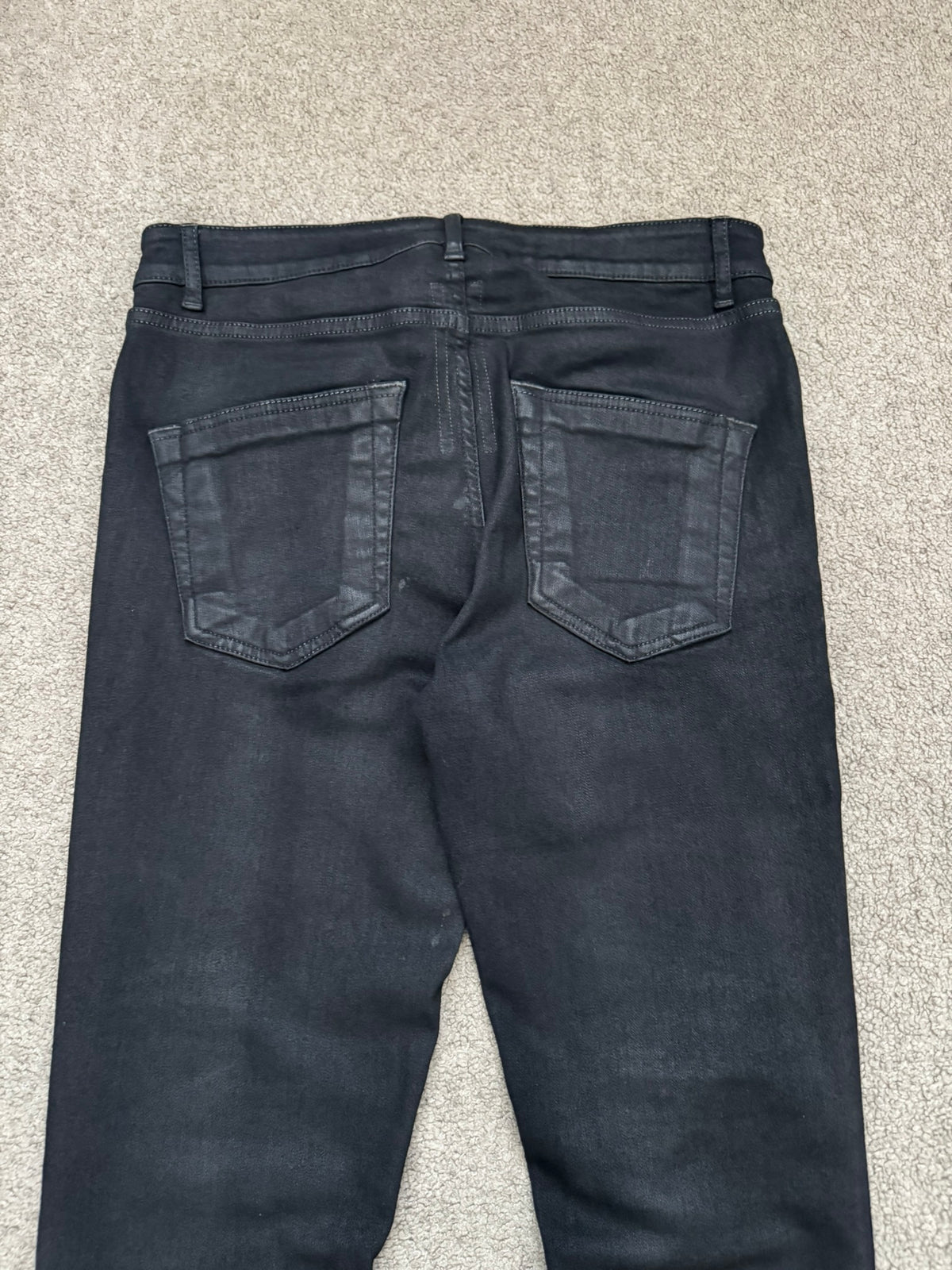 SS20 Rick Owens DRKSHDW Black Waxed Tyrone Cut Denim Jeans
