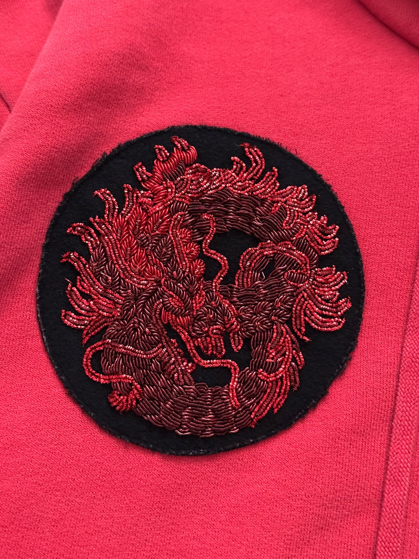 Balmain by Olivier Rousteing Dragon Patch Zip Up Biker Hoodie