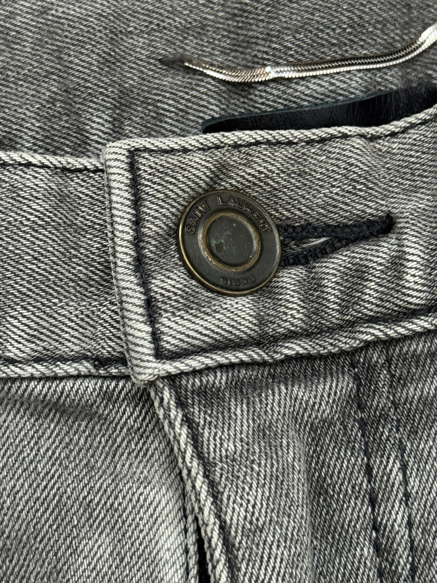 FW13 Saint Laurent by Hedi Slimane Grey Crash Distressed D02 Denim Jeans