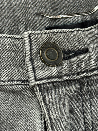 FW13 Saint Laurent by Hedi Slimane Grey Crash Distressed D02 Denim Jeans