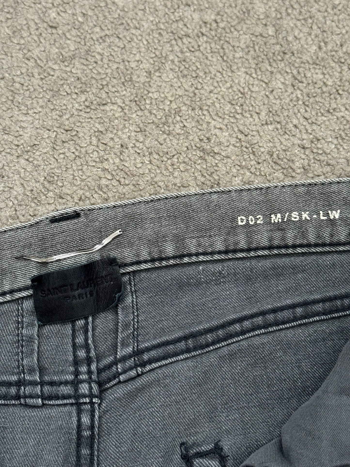 FW13 Saint Laurent by Hedi Slimane Grey Crash Distressed D02 Denim Jeans