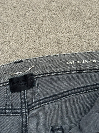 FW13 Saint Laurent by Hedi Slimane Grey Crash Distressed D02 Denim Jeans