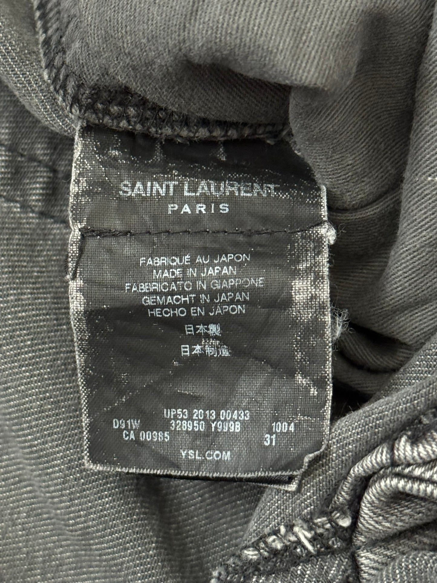 FW13 Saint Laurent by Hedi Slimane Grey Crash Distressed D02 Denim Jeans