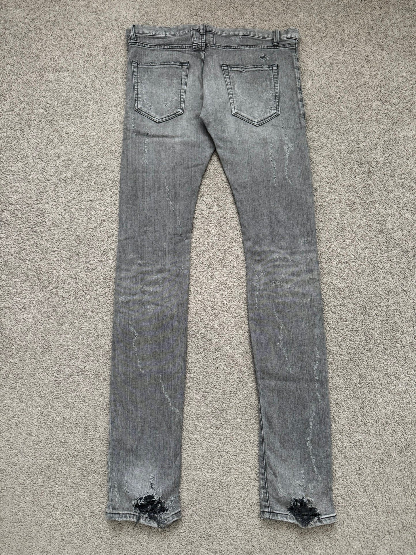 FW13 Saint Laurent by Hedi Slimane Grey Crash Distressed D02 Denim Jeans