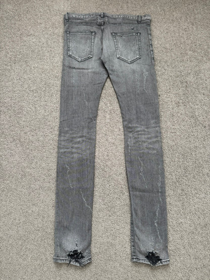 FW13 Saint Laurent by Hedi Slimane Grey Crash Distressed D02 Denim Jeans