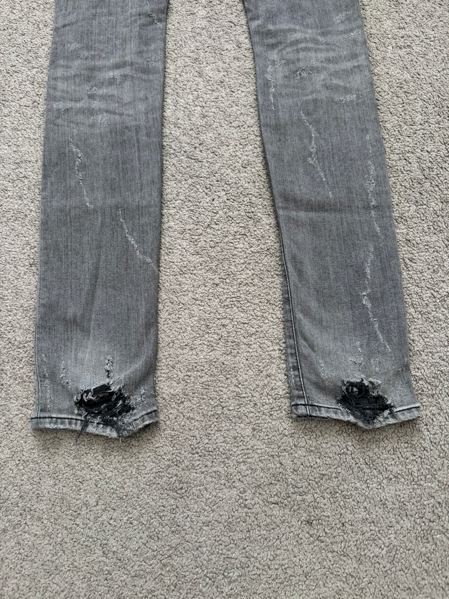 FW13 Saint Laurent by Hedi Slimane Grey Crash Distressed D02 Denim Jeans