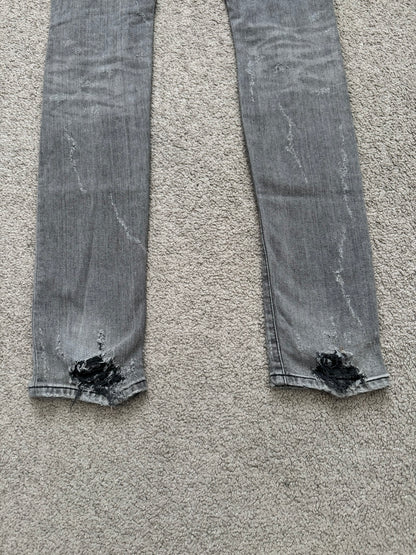 FW13 Saint Laurent by Hedi Slimane Grey Crash Distressed D02 Denim Jeans