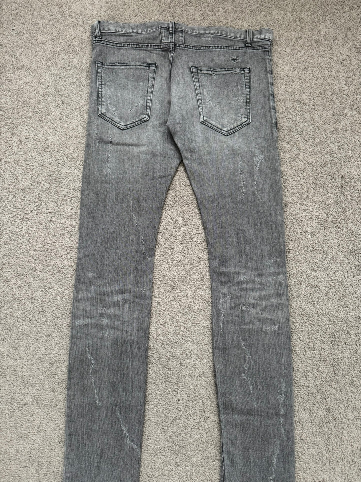 FW13 Saint Laurent by Hedi Slimane Grey Crash Distressed D02 Denim Jeans