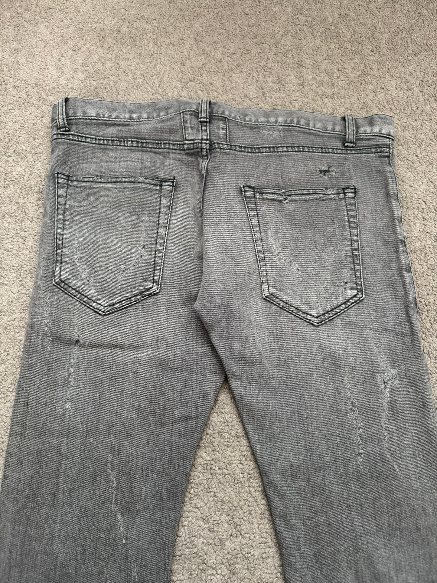 FW13 Saint Laurent by Hedi Slimane Grey Crash Distressed D02 Denim Jeans