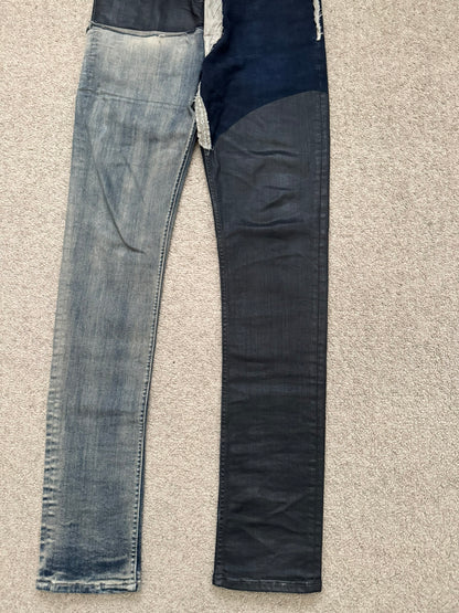 SS19 Rick Owens Mainline “Babel” Hybrid Collage Tyrone Cut Denim Jeans