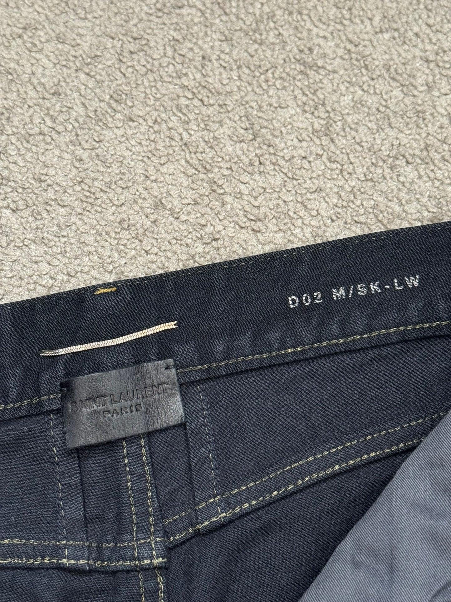 FW14 Saint Laurent by Hedi Slimane Oil Stain/Spill Crash Distressed Denim Jeans