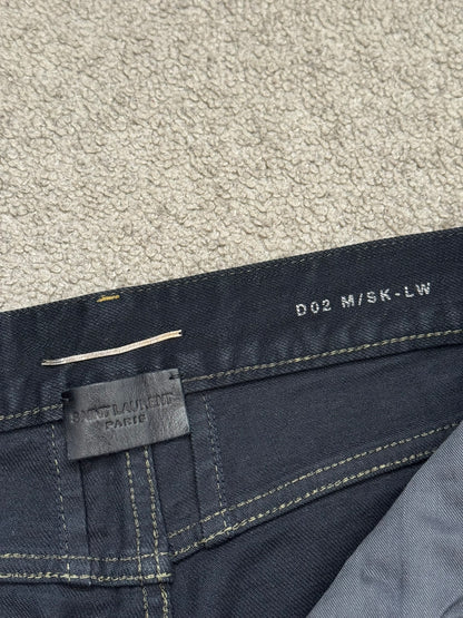 FW14 Saint Laurent by Hedi Slimane Oil Stain/Spill Crash Distressed Denim Jeans