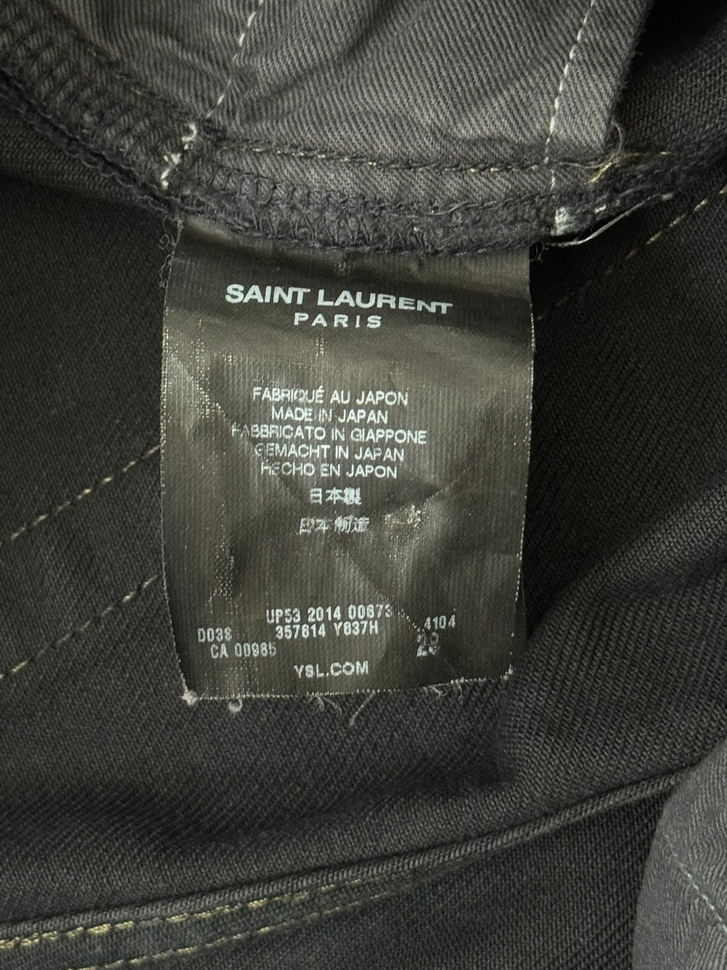 FW14 Saint Laurent by Hedi Slimane Oil Stain/Spill Crash Distressed Denim Jeans
