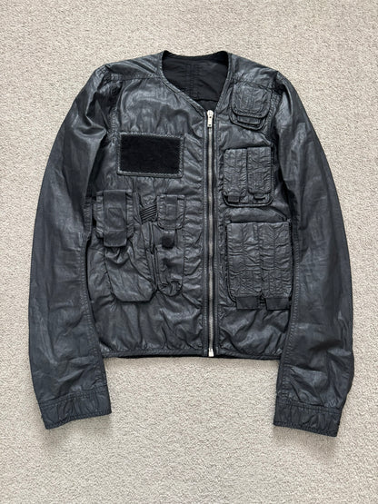 SS15 Rick Owens DRKSHDW Black Waxed Military Cargo Jacket