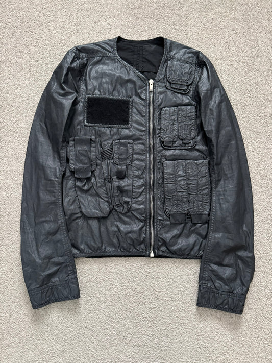SS15 Rick Owens DRKSHDW Black Waxed Military Cargo Jacket