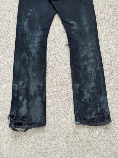 FW14 Saint Laurent by Hedi Slimane Oil Stain/Spill Crash Distressed Denim Jeans