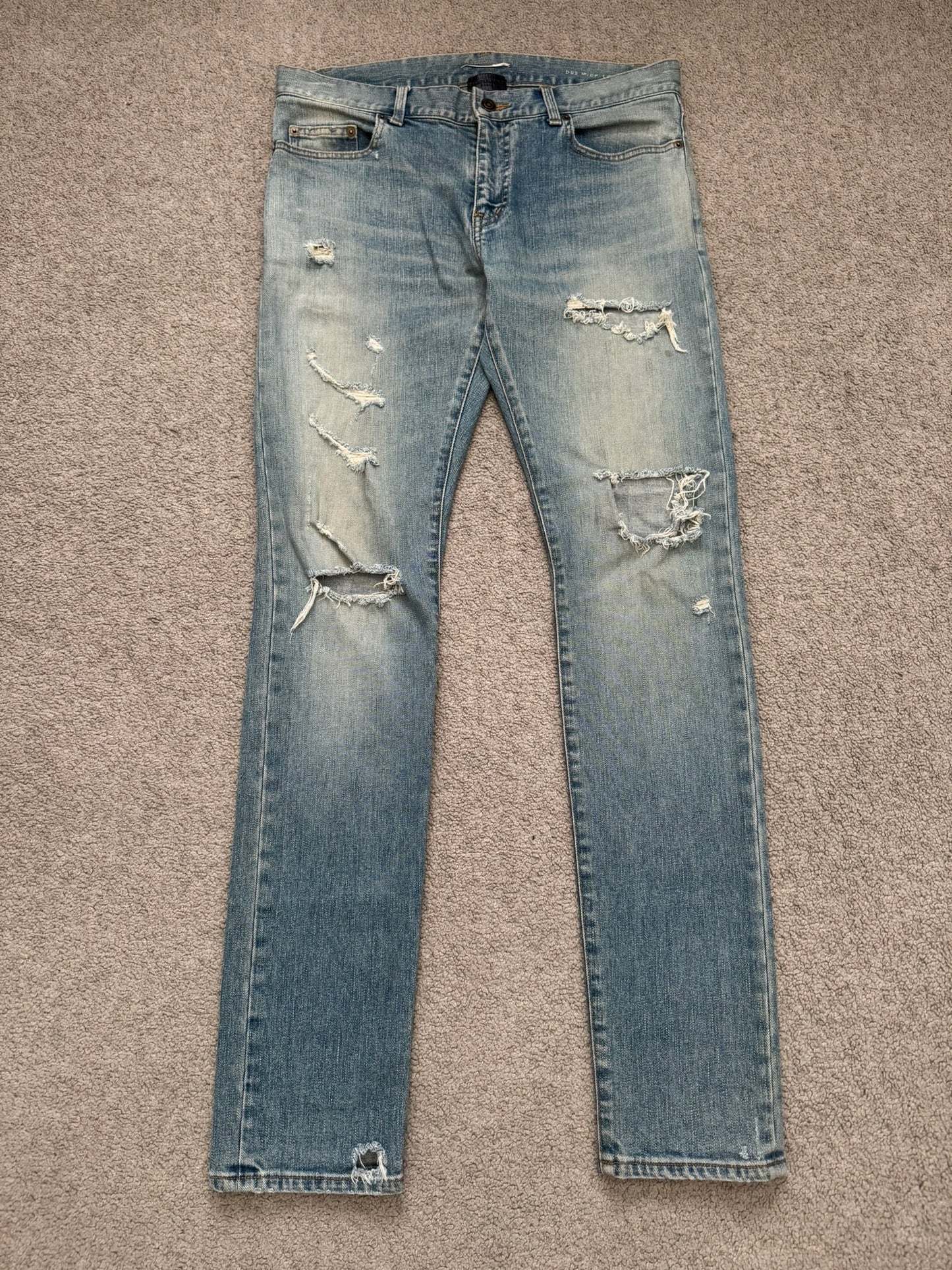 SS16 Saint Laurent by Hedi Slimane Crash Distressed D02 Denim Jeans
