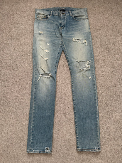 SS16 Saint Laurent by Hedi Slimane Crash Distressed D02 Denim Jeans
