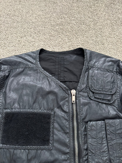 SS15 Rick Owens DRKSHDW Black Waxed Military Cargo Jacket