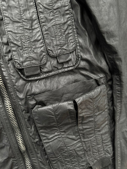 SS15 Rick Owens DRKSHDW Black Waxed Military Cargo Jacket